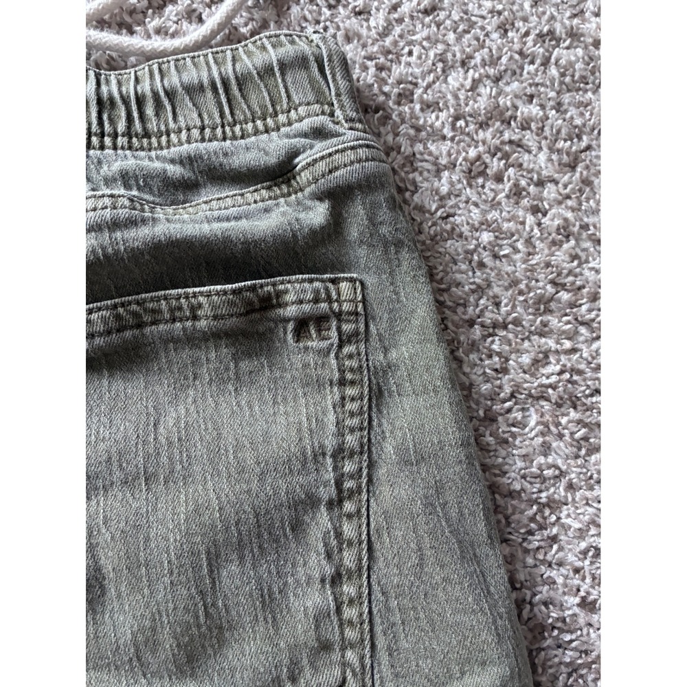 American Eagle Stretch Olive Green Drawstring Denim Shorts Women Size 12 Frayed - Picture 5 of 5